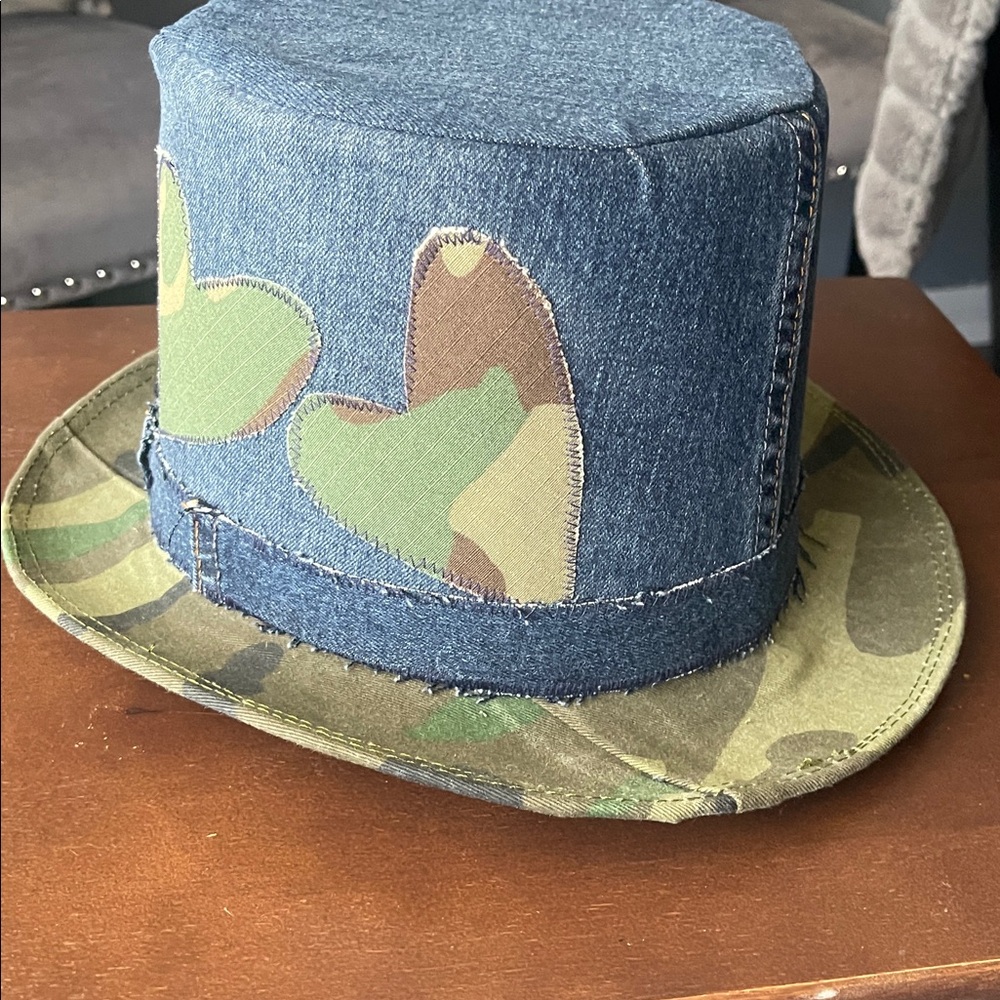 Denim and Camouflage Heart Hat